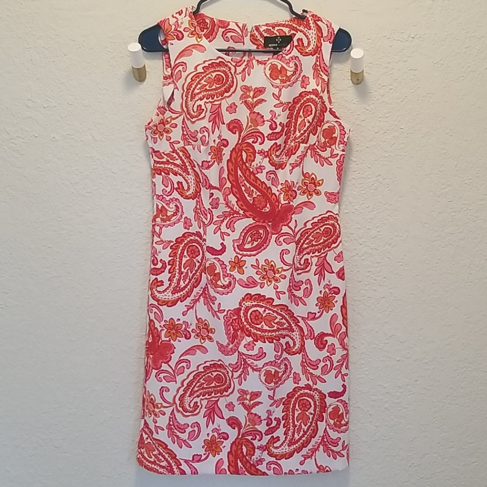 Hot Pink, Red, and Orange Sheath Dress